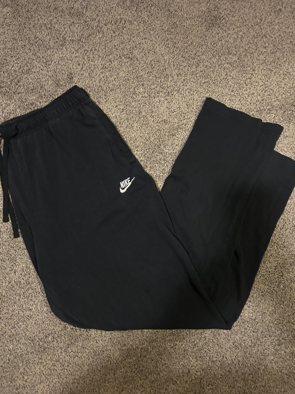 Nike Men's Black Jogger Sweatpants with White Swoosh